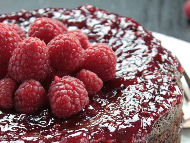 Chocoladetaart met frambozen
